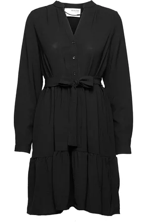 SELECTED Slfmivia Lshort Dress Polvipituinen Mekko Black
