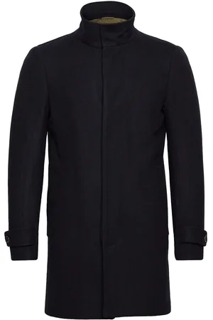 Lindbergh Recycled Wool Funnel Neck Coat Villakangastakki Pitkä Takki Black