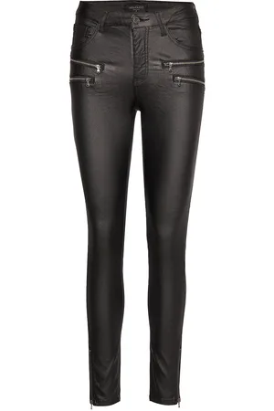 Freequent Fqaida-Pa-7/8-Cooper Bottoms Trousers Leather Leggings-Housut Black