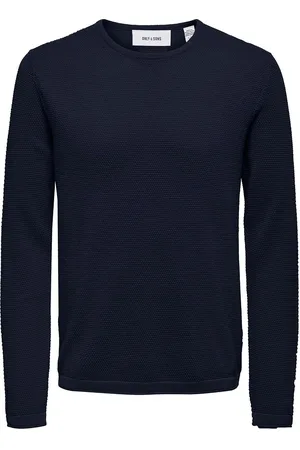 Only & Sons Onspanter Reg 12 Struc Crew Knit Noos Tops Knitwear Round Necks Navy