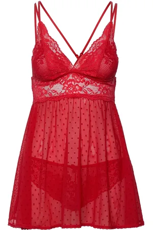 Hunkemöller Bd Dot Mesh Lace Beatriz Yöpaita Red