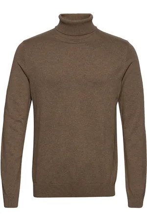 SELECTED Slhberg Roll Neck Noos Tops Knitwear Turtlenecks Brown