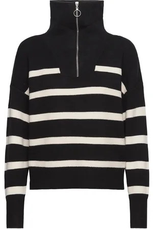 VERO MODA Vmsaba Stripe Ls Highneck Blouse Ga Noos Tops Knitwear Turtleneck Black