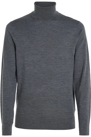 Calvin Klein Merino Turtle Neck Tops Knitwear Turtlenecks Grey