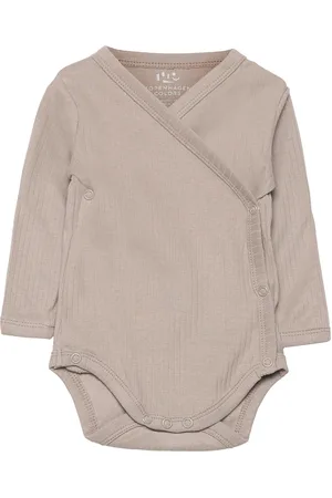 Copenhagen Colors Baby Rib Jersey Body Crossover W. Longsleeve Bodies Wrap Bodies Grey