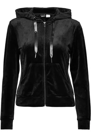 Gina Tricot Cecilia Velour Hoodie Tops Sweat-shirts & Hoodies Hoodies Black