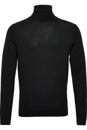 Calvin Klein Merino Turtle Neck Tops Knitwear Turtlenecks Black