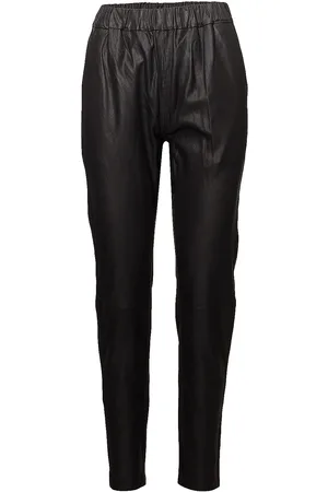 DEPECHE Pant Bottoms Trousers Leather Leggings-Housut Black