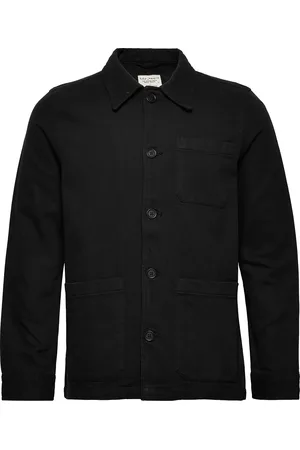 Nudie Jeans Barney Worker Jacket Indigo Blue Designers Overshirts Black