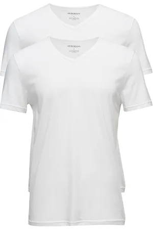 Emporio Armani Mens Knit 2Pack Tsh Tops T-shirts Short-sleeved White