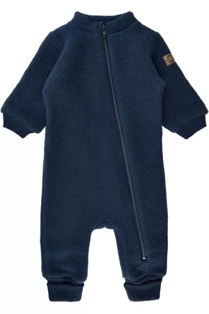 Mikk-Line Lapset Fleecetakit - Wool Suit W Rib Outerwear Fleece Outerwear Fleece Coveralls Sininen