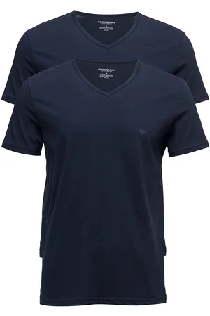 Emporio Armani Mens Knit 2Pack Tsh Tops T-shirts Short-sleeved Navy