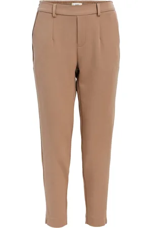 Object Objlisa Slim Pant Noos Bottoms Trousers Slim Fit Trousers Brown