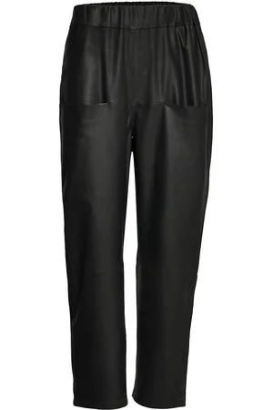 DEPECHE Pants Bottoms Trousers Leather Leggings-Housut Black