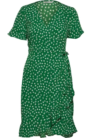 ONLY Onlolivia S/S Wrap Dress Wvn Noos Lyhyt Mekko Green