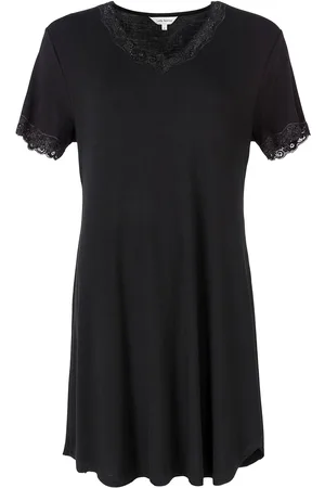 Lady Avenue Silk Jersey - Nightgown W.sleeve Yöpaita Black