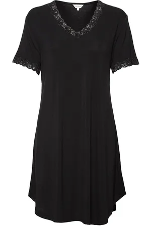 Lady Avenue Bamboo Short Sleeve Nightdress With Yöpaita Black