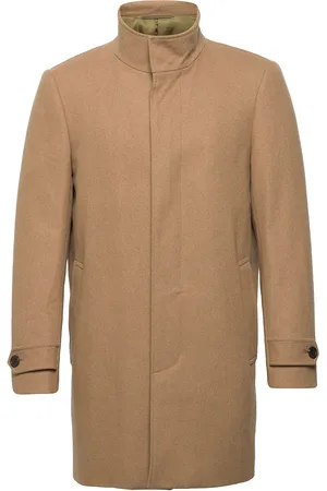 Lindbergh Recycled Wool Funnel Neck Coat Villakangastakki Pitkä Takki Beige