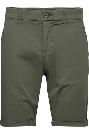 Knowledge Cotton Apparal Chuck Regular Chino Poplin Shorts - Bottoms Shorts Chinos Shorts Green