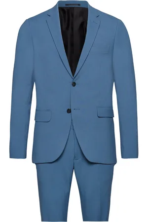 Lindbergh Plain Mens Suit - Normal Length Puku Blue