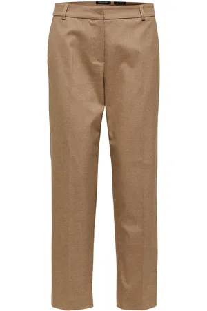 SELECTED Slfria Mw Cropped Pant Camel Mel B Noos Bottoms Trousers Suitpants Beige