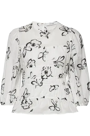 Ivy & Oak Brenda Gathered Blouse Tops Blouses Long-sleeved White