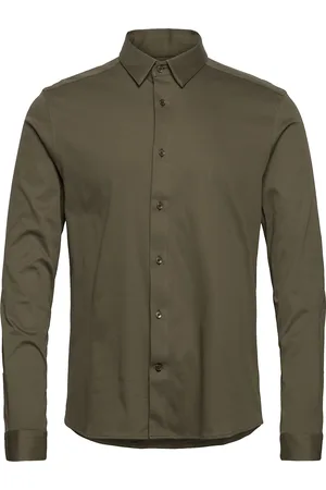 MOS MOSH Gallery Marco Crunch Jersey Shirt Tops Shirts Casual Khaki Green