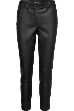 DEPECHE Chino Pant 7/8 Pant Bottoms Trousers Leather Leggings-Housut Black