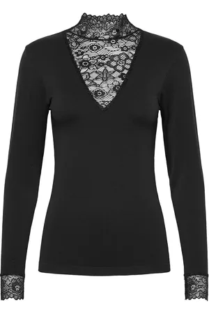 Minus Vanessa V-Neck Bluse Tops Blouses Long-sleeved Black