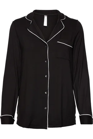 Lindex Pyjama Shirt Viscose Piping Toppi Black