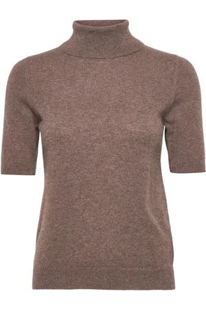 Davida Cashmere Turtleneck T-Shirt Tops Knitwear Turtleneck Brown