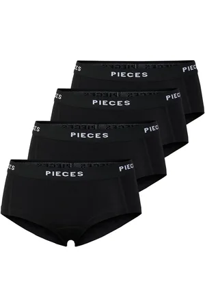 Pieces® Pclogo Lady 4 Pack Solid Noos Bc Hipsterit Alushousut Alusvaatteet Black
