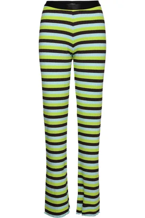 Mads Norgaard Super Stripe Lonnie Pants Bottoms Trousers Flared Green