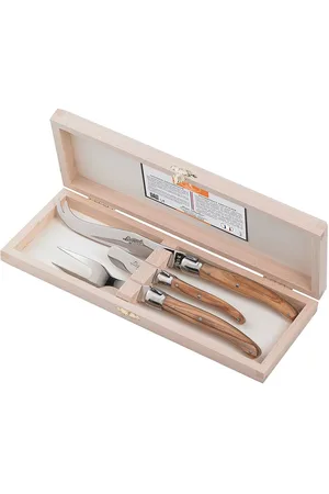 Jean Dubost Ostesæt Laguiole Home Tableware Cutlery Cheese Knives Brown