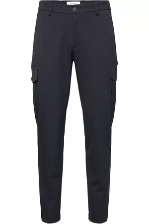 Les Deux Miehet Reisitaskuhousut - Como Reg Cargo Suit Pants Trousers Cargo Pants Sininen