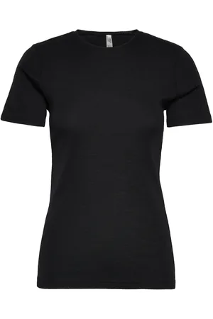 Lindex Top Merino Wool Ss Tops T-shirts & Tops Short-sleeved Black