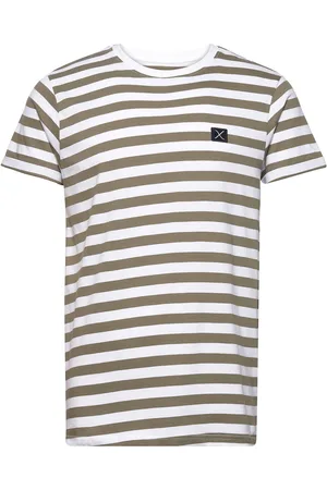 Clean Cut Basic Striped Tee Ss Tops T-shirts Short-sleeved Green