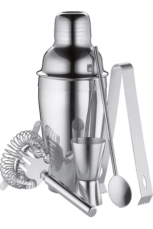 Cilio Barsæt I Rustfrit Stål, 5 Dele Home Tableware Drink & Bar Accessories Shakers & Cocktail Utensils Silver