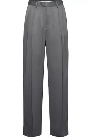 Dagmar Naiset Leveälahkeiset - Wide Suit Pant Trousers Suitpants Harmaa