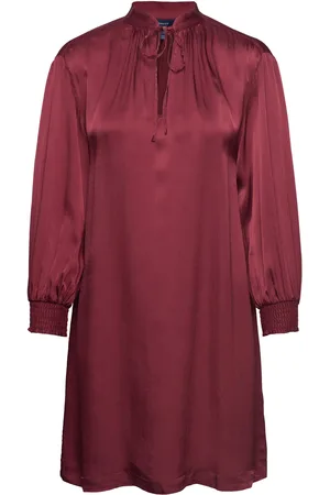 GANT D1. Stand Collar Dress Lyhyt Mekko Burgundy