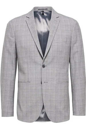 SELECTED Slhslim-Liam Lt Grey Chk Blz Flex B Suits & Blazers Blazers Single Breasted Blazers Grey