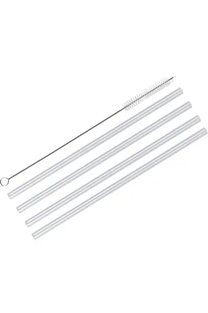 Cilio Sugerør Vetro 4 Stk. L23Cm M/Rensebørste, Lige Home Tableware Dining & Table Accessories Straws Nude