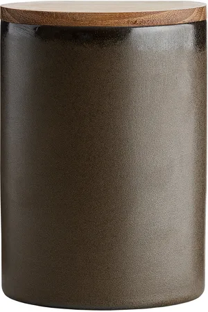 aida Raw Metallic Brown - Redskabskrukke M/Teaklåg 1 Stk H15Xd10 Cm Home Kitchen Kitchen Storage Boxes & Containers Brown