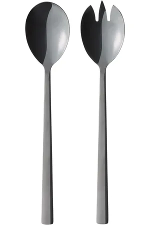 aida Raw - Bestik Salatsæt Blank Sort Belægning 2 Dele Gaveæske Home Tableware Cutlery Salad Servers Black
