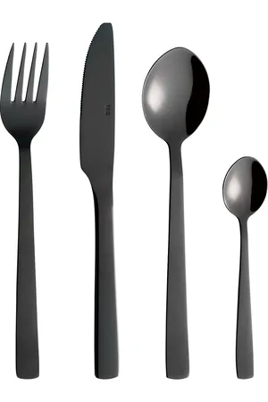 aida Raw - Bestik 16 Dele Sæt Blank Sort Belægning 4 X Gaveæske Home Tableware Cutlery Cutlery Set Black