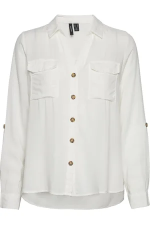 VERO MODA Vmbumpy L/S Shirt New Wvn Tops Shirts Long-sleeved White