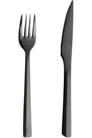 aida Raw - Bestik Steaksæt Blank Sort Belægning 8 Dele Gaveæske Home Tableware Cutlery Cutlery Set Black