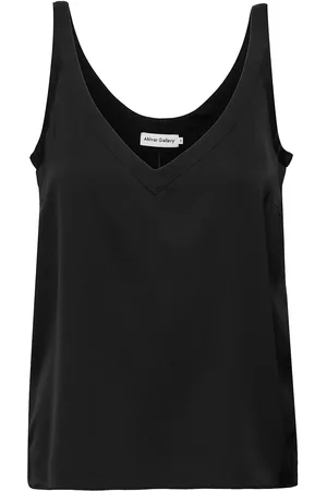 Ahlvar Gallery Shin Silk Tank Tops Blouses Sleeveless Black