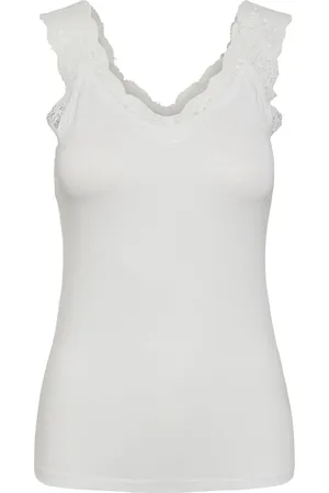 Pieces® Pcbarbera Lace Top Jrs Noos Bc Tops T-shirts & Tops Sleeveless White