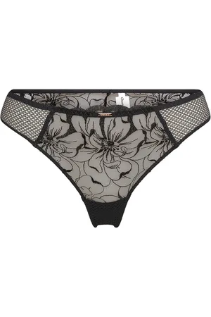 Chantelle Fleurs Tanga Designers Panties Thong Black